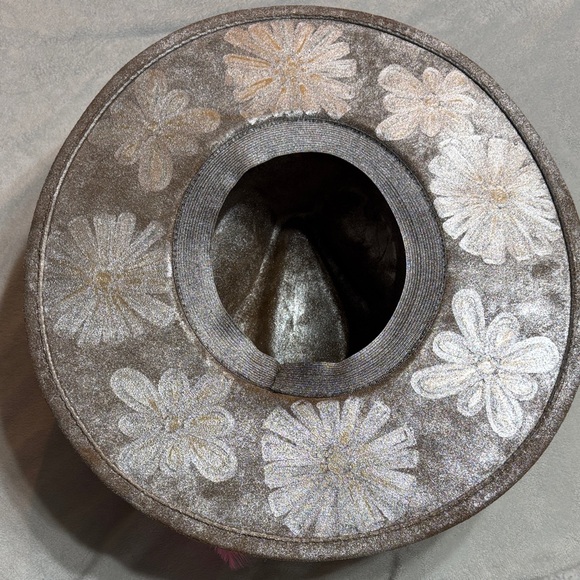 Hand Painted Boho Glam Festive Hat • Feather• Rhinestone • Butterfly • Floral - Picture 10 of 11